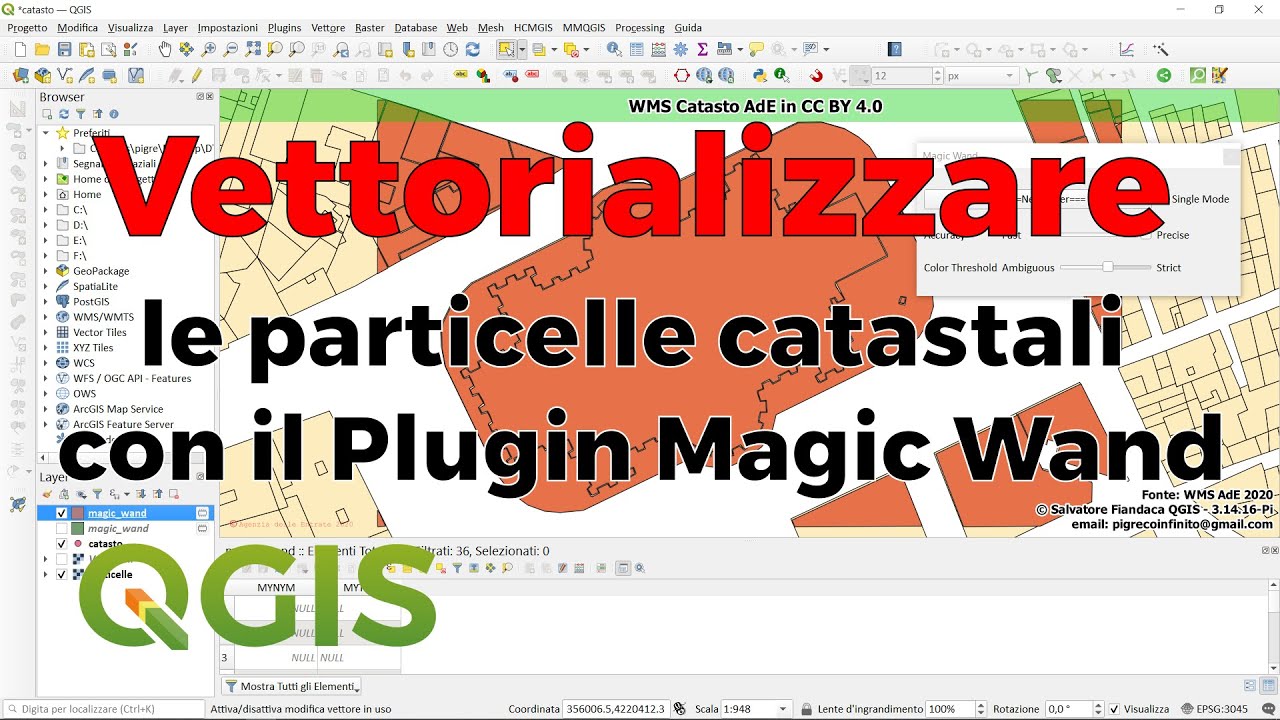WMS Catasto AdE: Vettorializzare le particelle con il Plugin Magic Wand