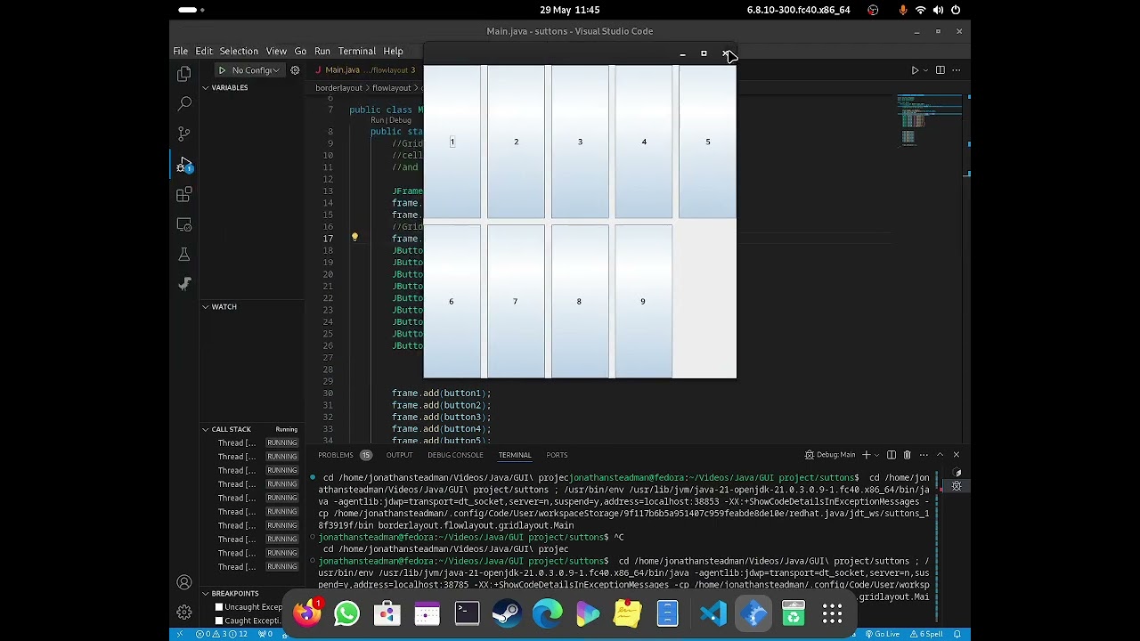 Grid Layout - JFrame Java.