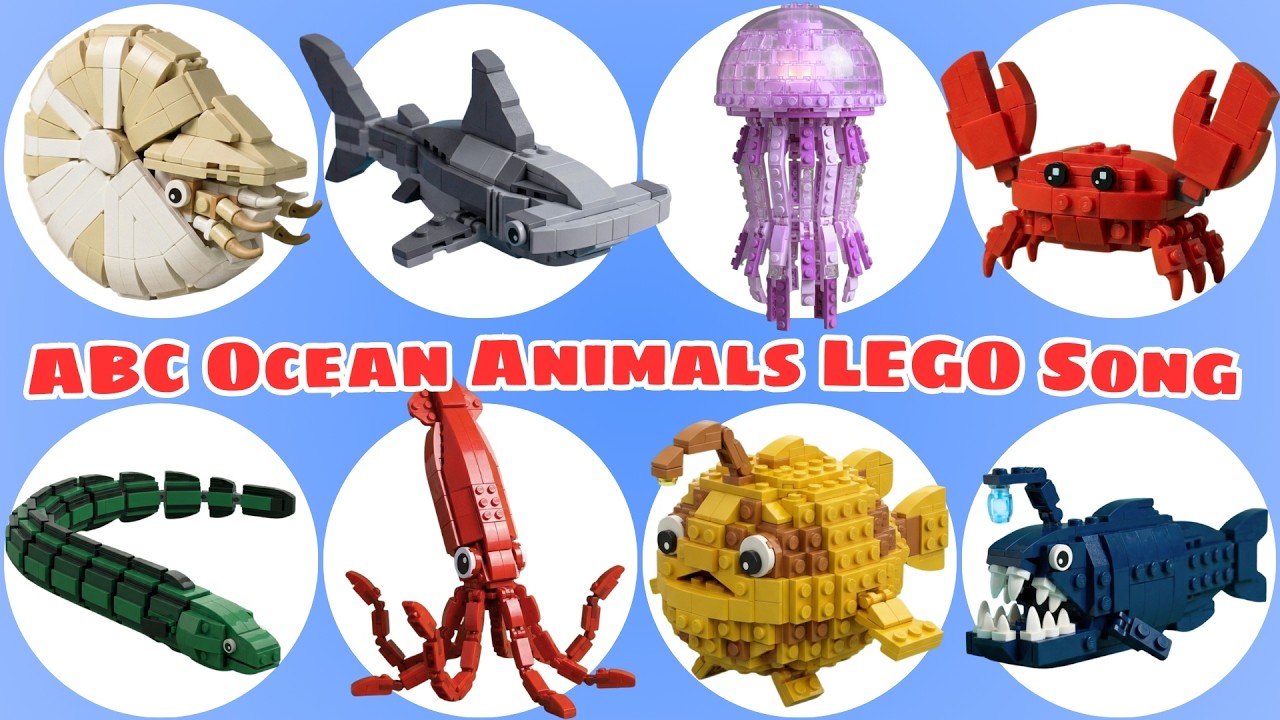 LEGO Cat Rescues Ocean Animals A–Z from Tire | ABC Song Adventure 🌊🐱🧱 Fun Kids Animation