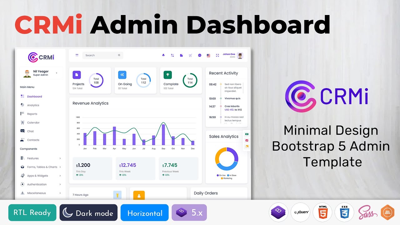 Powerful HRM App Dashboard Template for Employee Management, Payroll, Attendance & HR