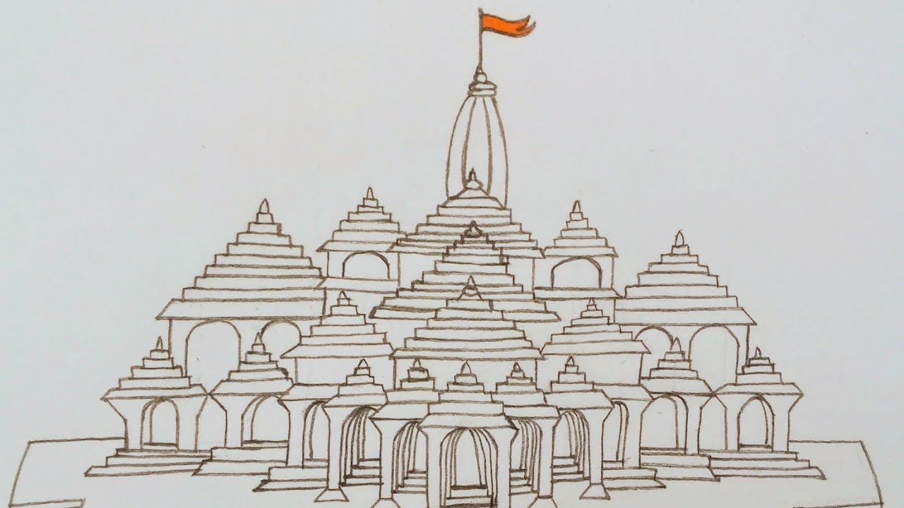 Ram mandir ayodhya//Ayodhya Ram Mandir drawing // Easy Drawing