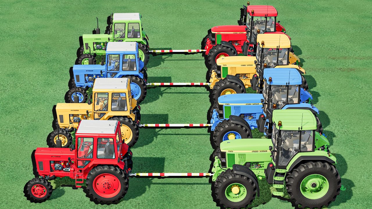 Tug Tractors with Colors - Hard TOWING with FLY TRUCKS  - Farming Simulator 22
