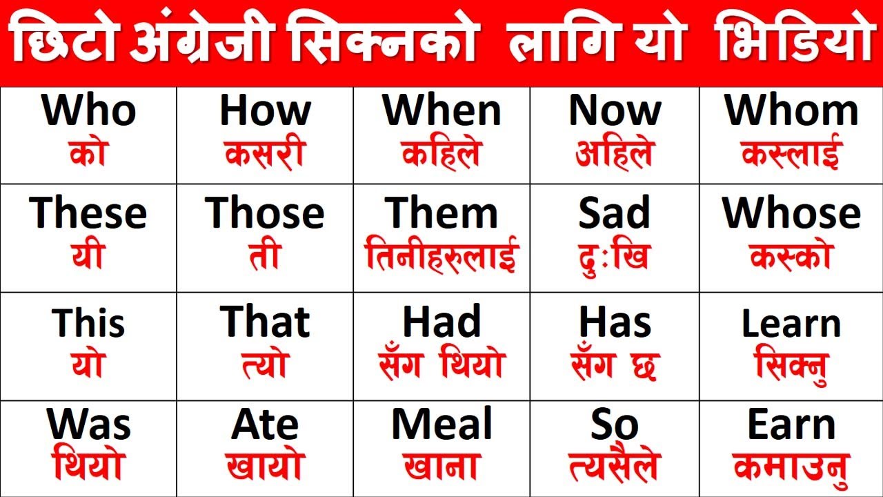 अंग्रेजी आवश्यक पर्ने Basic Sentences || Basic English Words | How to learn English Very Fast Sajilo