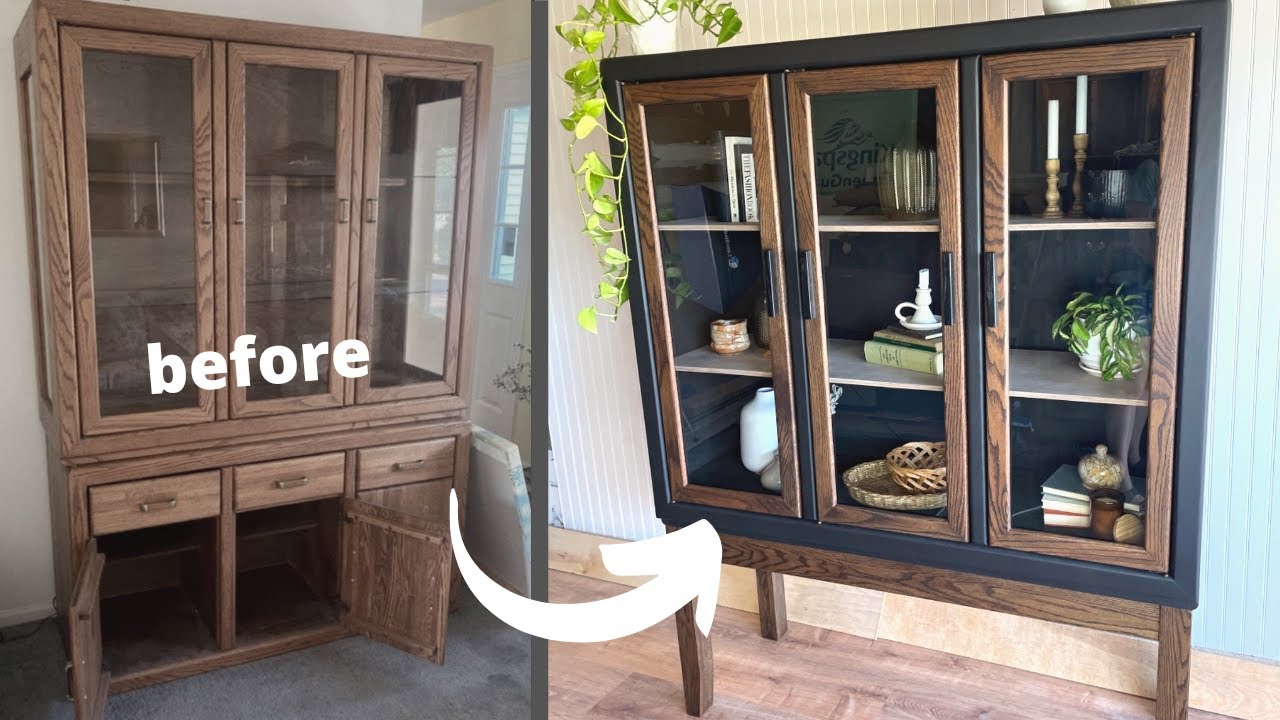 Old Hutch to Modern Display Cabinet Transformation | ASMR Furniture Flip