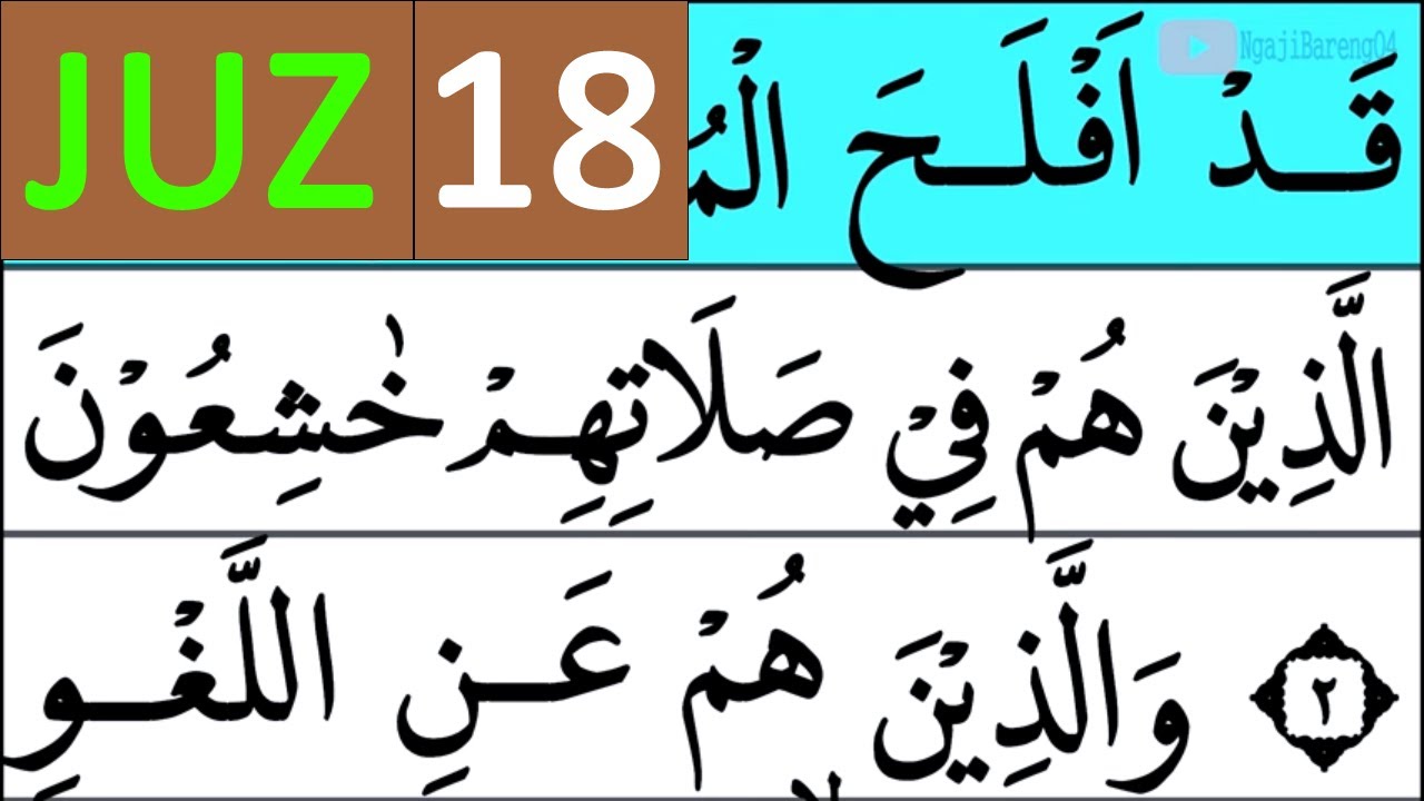 HURUF EKSTRA BESAR NGAJI QURAN JUZ 18 TADARUSAN