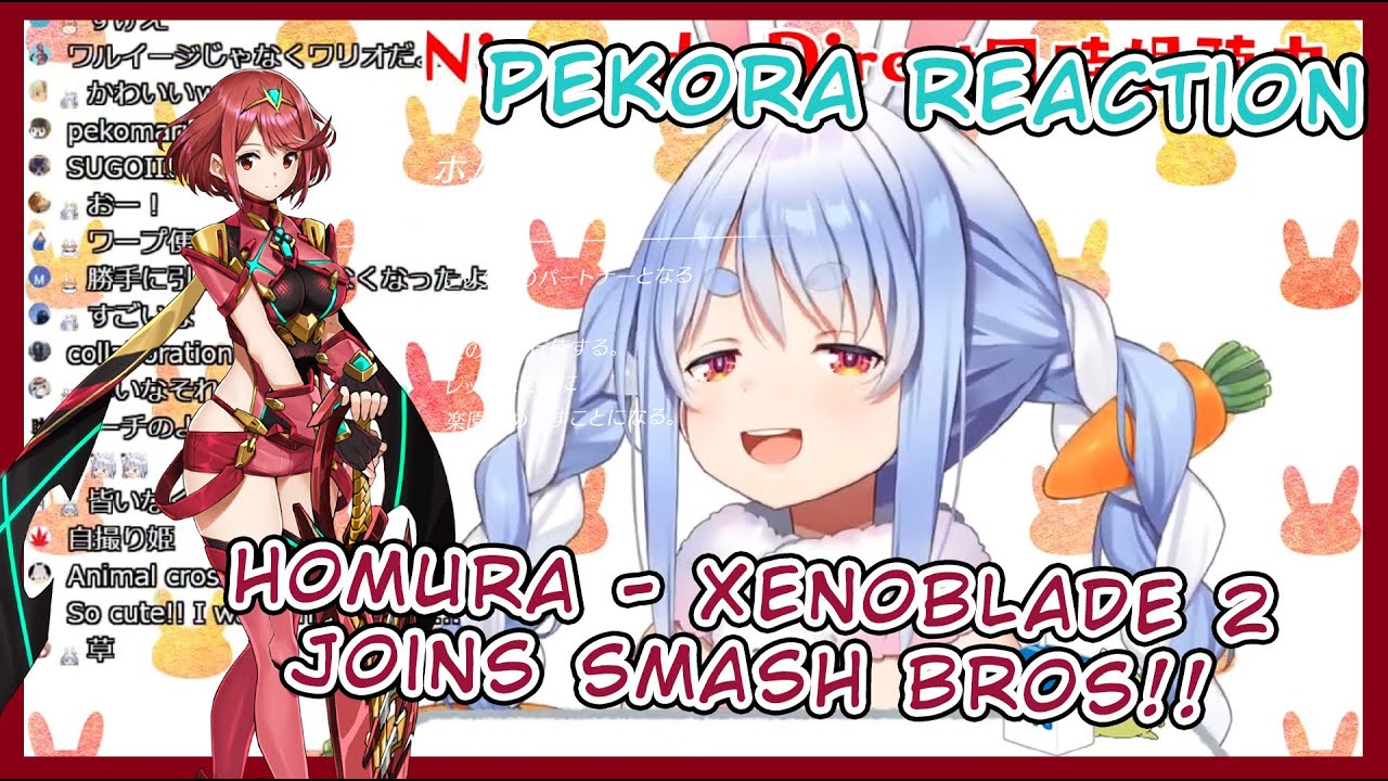[Hololive] Pekora Reaction on Pyra/Homura Reveal in Super Smash Bros Ultimate [ENG SUB]
