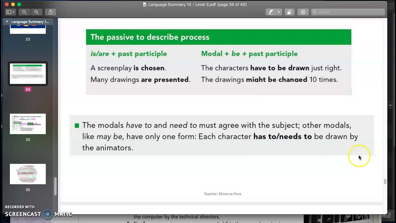The Passive to describe process