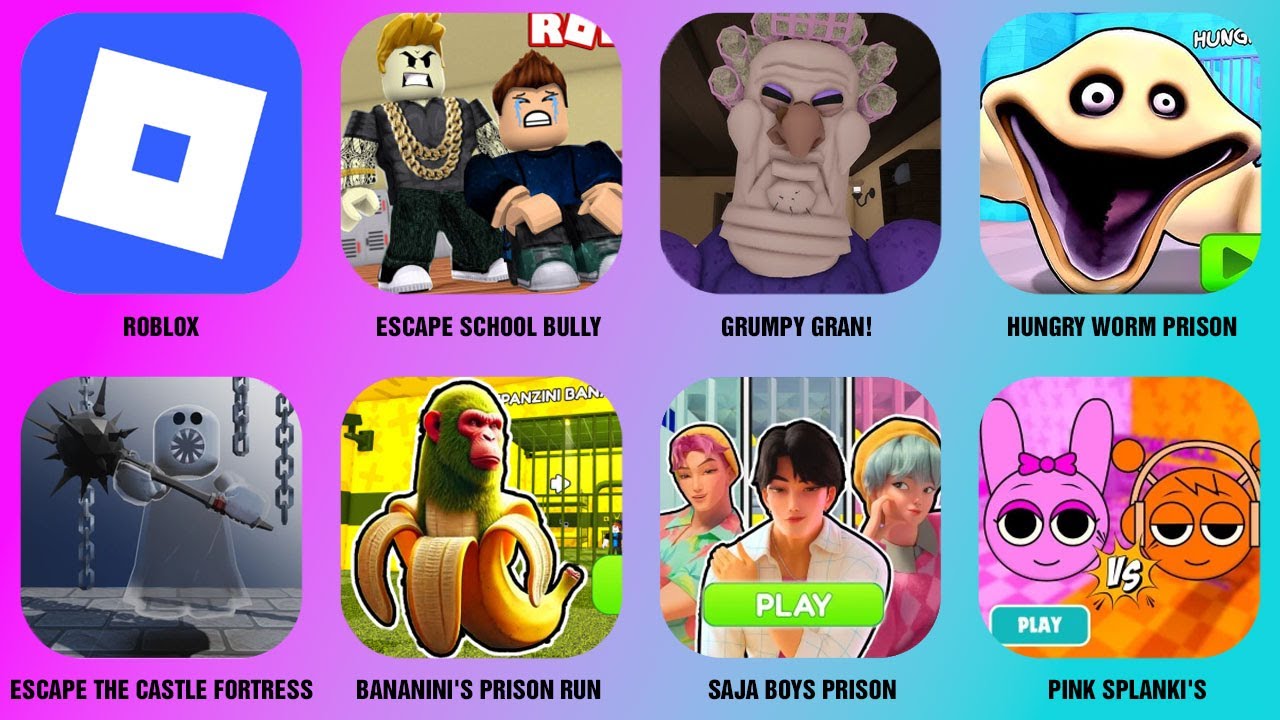 GRUMPY GRAN!, SAJA BOYS PRISON, HUNGRY WORM PRISON, ESCAPE SCHOOL BULLY, BANANINI'S PRISON RUN......