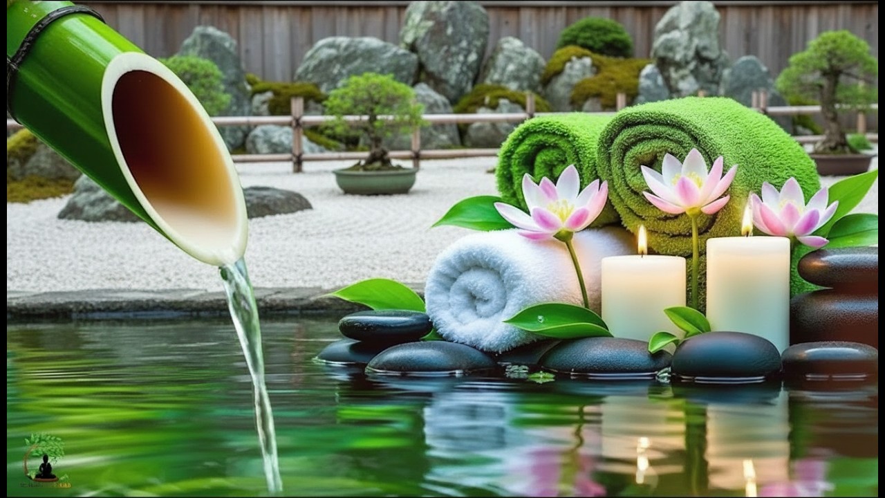 Soothing Spa Piano Music 🌿 Relaxing Sleep Music & Nature Sounds, Bamboo Fountain Calm Deep Relaxatio