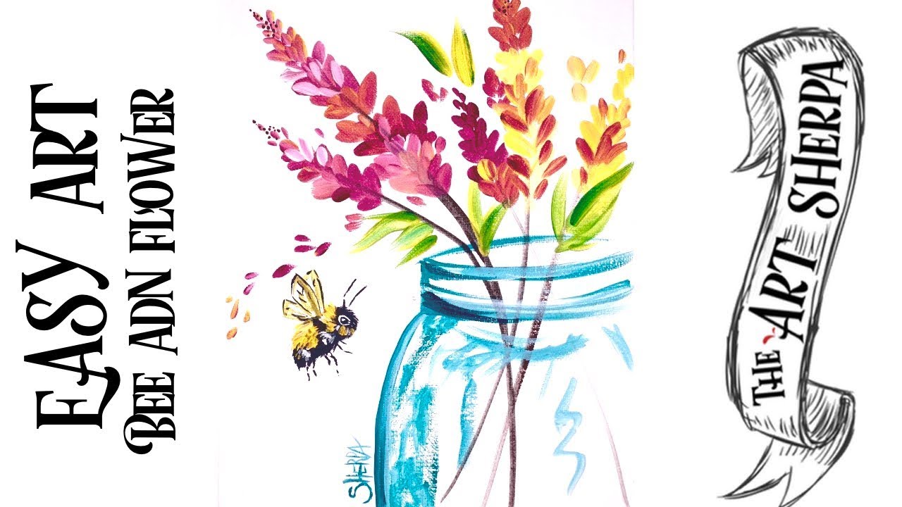 Easy Flower Jar acrylic painting tutorial for beginners step by step | TheArtSherpa