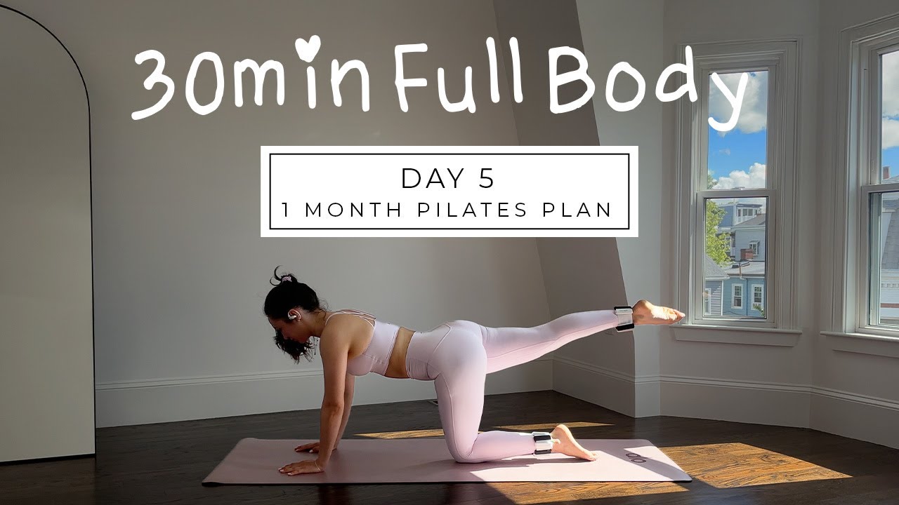 DAY 5 - 1 MONTH PILATES PLAN // 30MIN HIIT full body burn & tone|| madeleineabeid