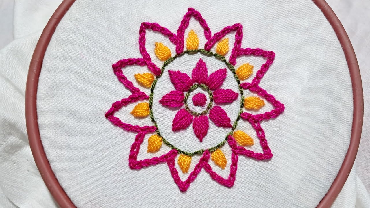 Beautiful Flower Embroidery Design / কামিজ ও ওড়নার ভিতরে ফুল কারি ডিজাইন 