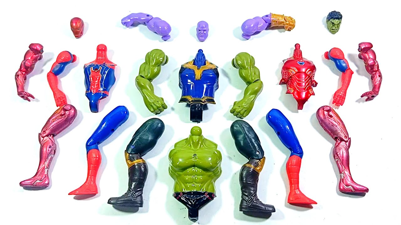 ASSEMBLE SUPERHERO TOYS.. THANOS vs SPIDERMAN vs IRONMAN vs HULK SMASH.. 