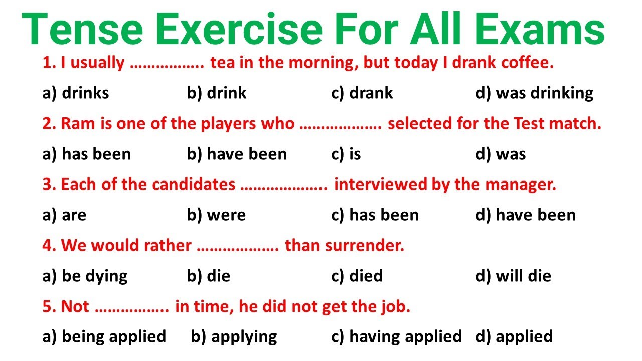 Tense Exercise For All Exams | Tense in English Grammar