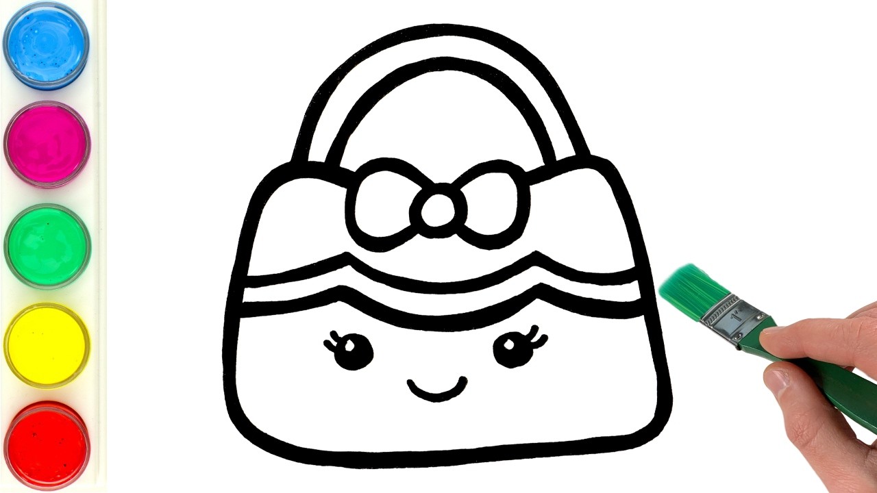Cute Bag Drawing, Painting, Coloring for Kids and Toddlers | How to Draw Easy