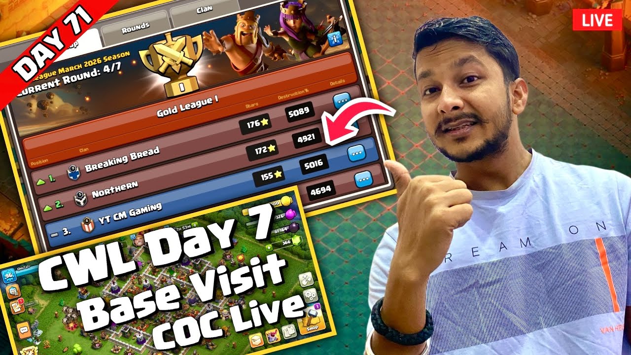 Day 71 Live | CWL Day 7🔥 Dragon Dash Event | TH18 Attack Strategy | Base Visit | COC Live