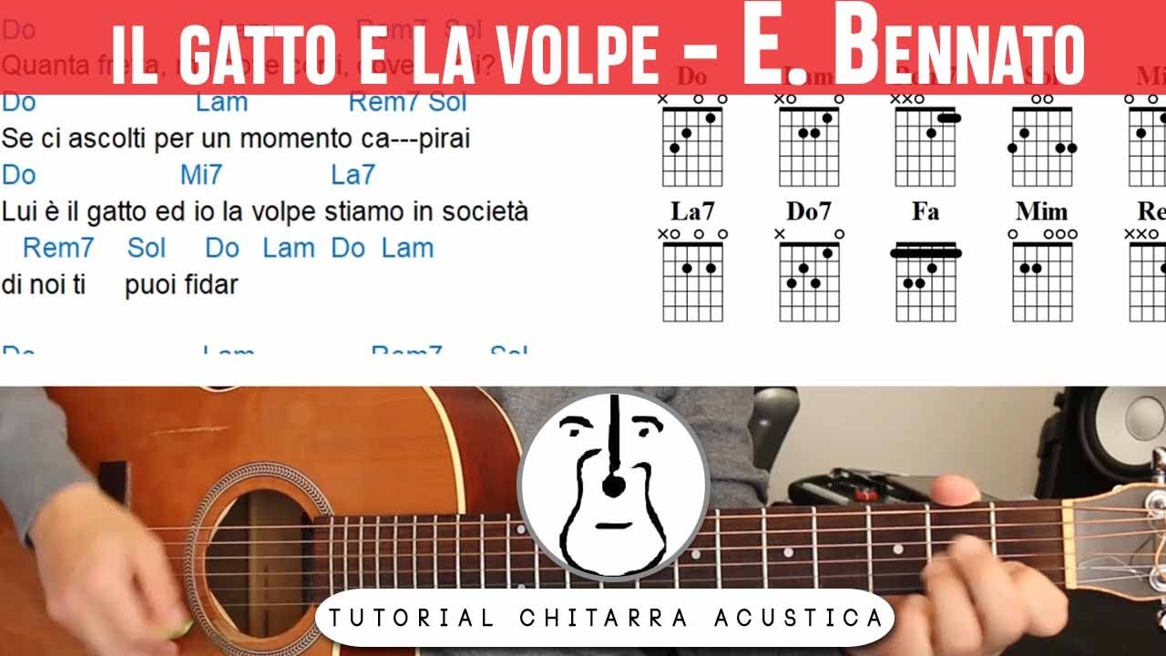 Il gatto e la volpe (E. Bennato) - Tutorial Chitarra -  Accordi e ritmo