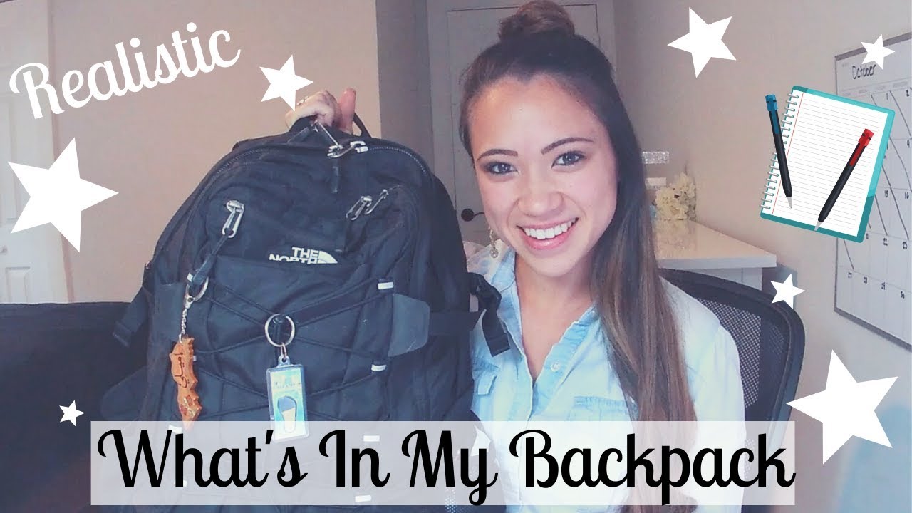 WHAT'S IN MY COLLEGE BACKPACK!! (Realistic) | Emilyy Elizabeth Davio