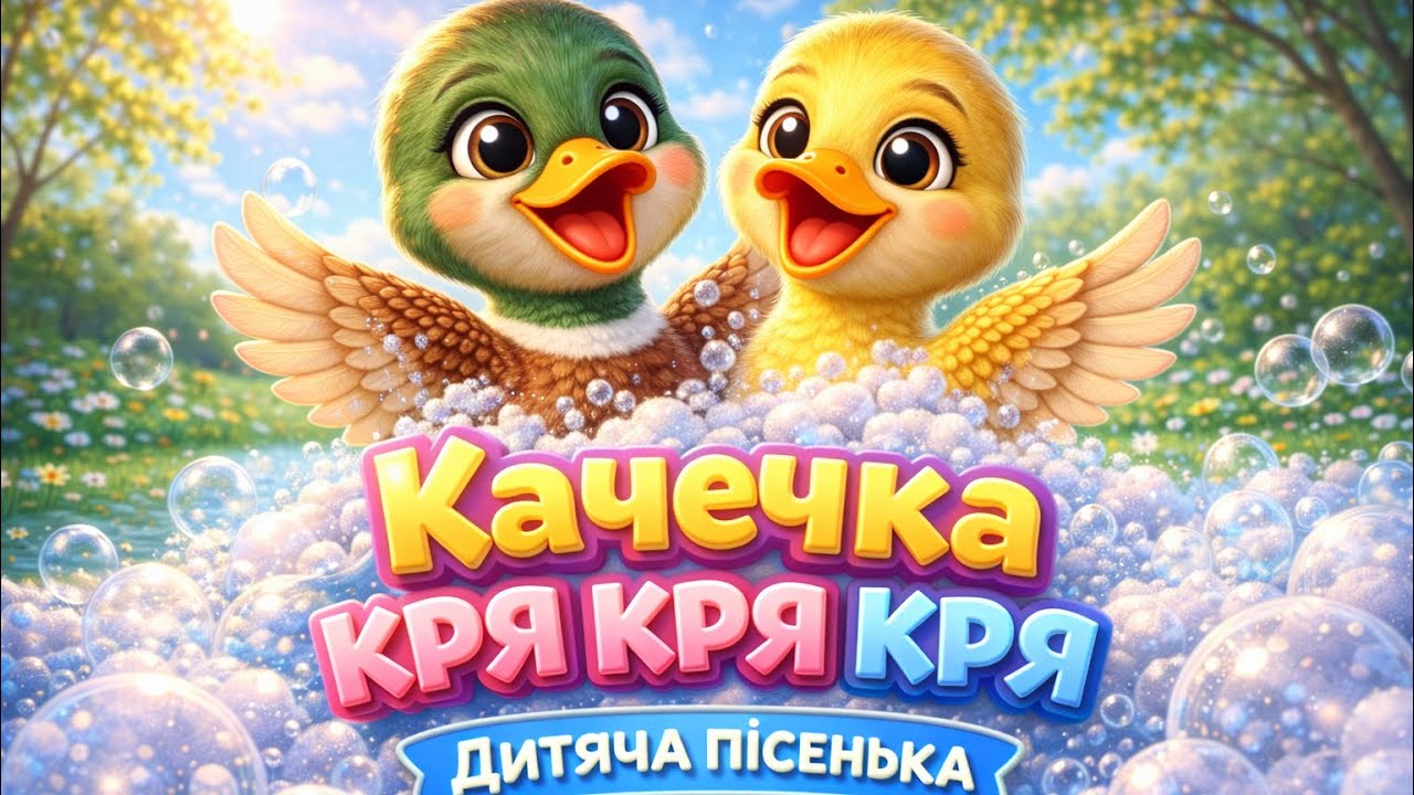 Качечка Кря-кря-кря 🦆 | Весела дитяча пісенька українською | Мультфільм для малюків