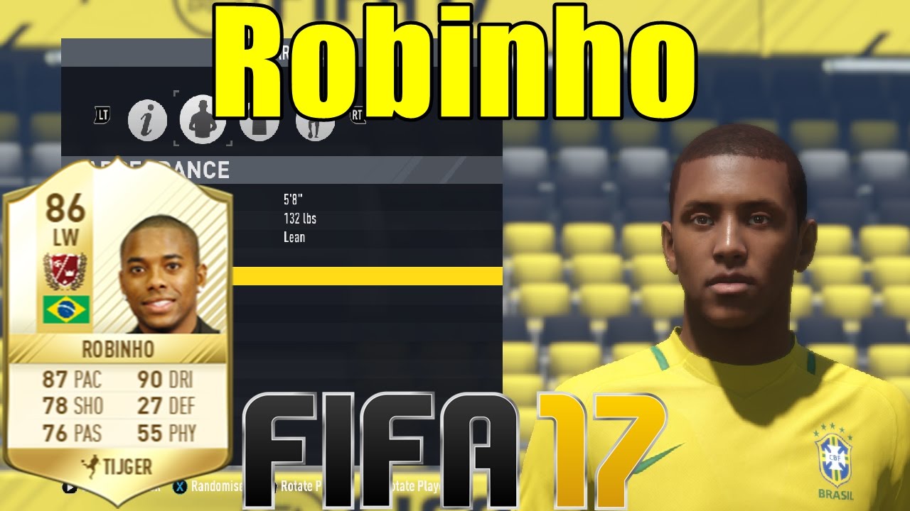 FIFA 17 - Robinho - Virtual Pro Look A Like Tutorial ( with Stats )