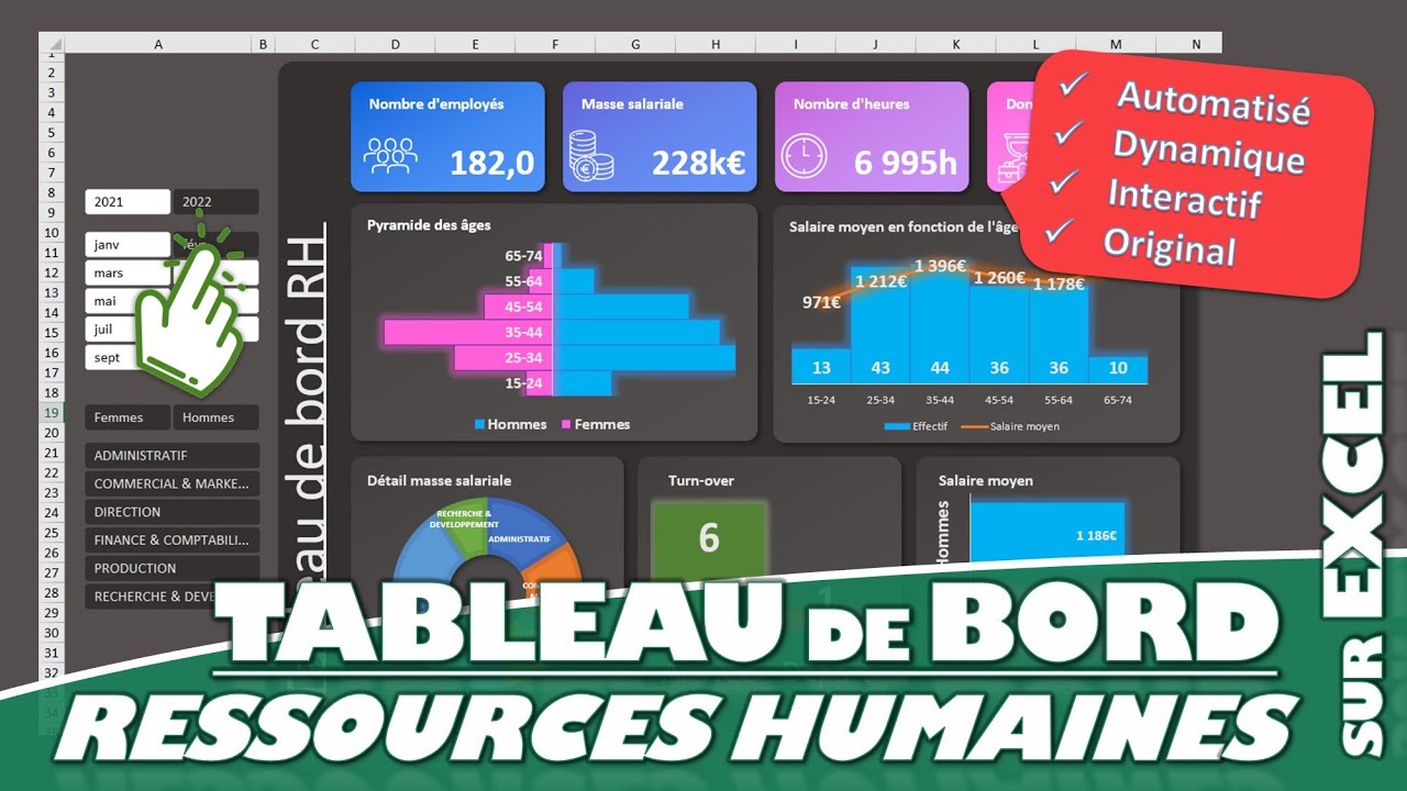 Cours complet &laquo; Cr&eacute;er un tableau de bord des ressources humaines &raquo; sur Excel