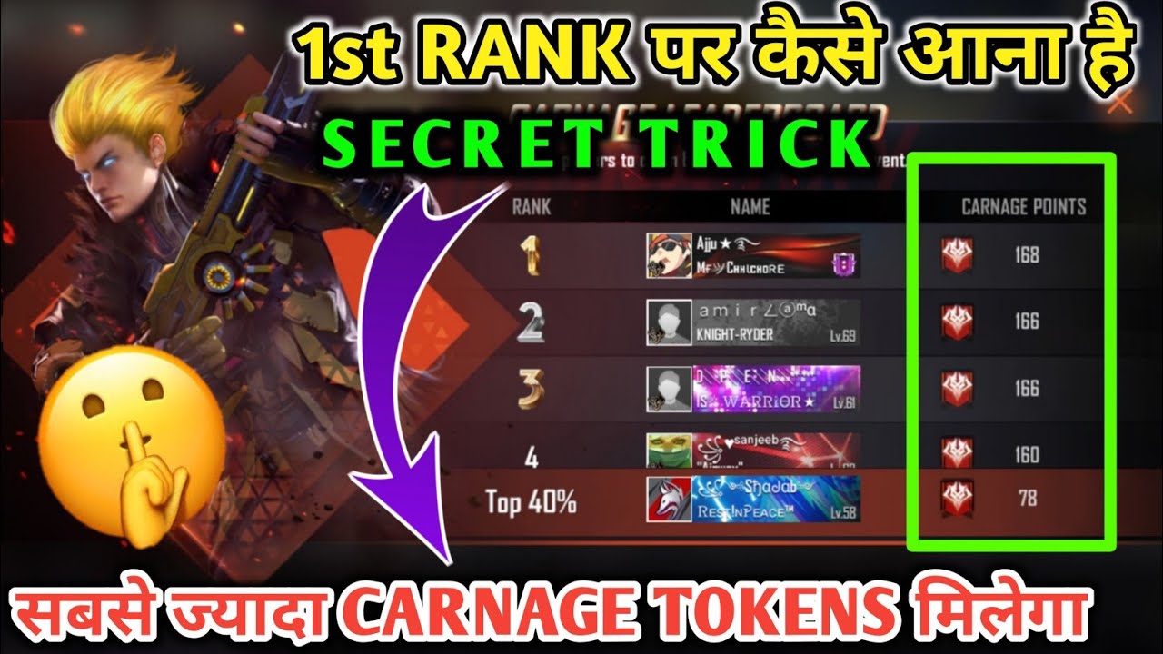 How To Get Unlimited Carnage Points Secret Trick In Free Fire | Reach Top 100 List Only 1 Day ||