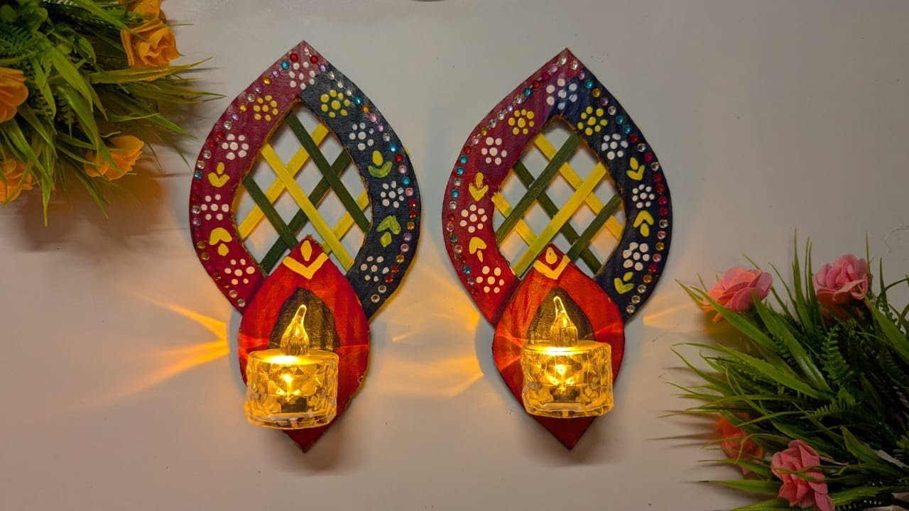 🌸 DIY Diwali Wall Decor 2025 | Easy Wall Decoration Using Cardboard & Ice Cream Sticks 🪔✨