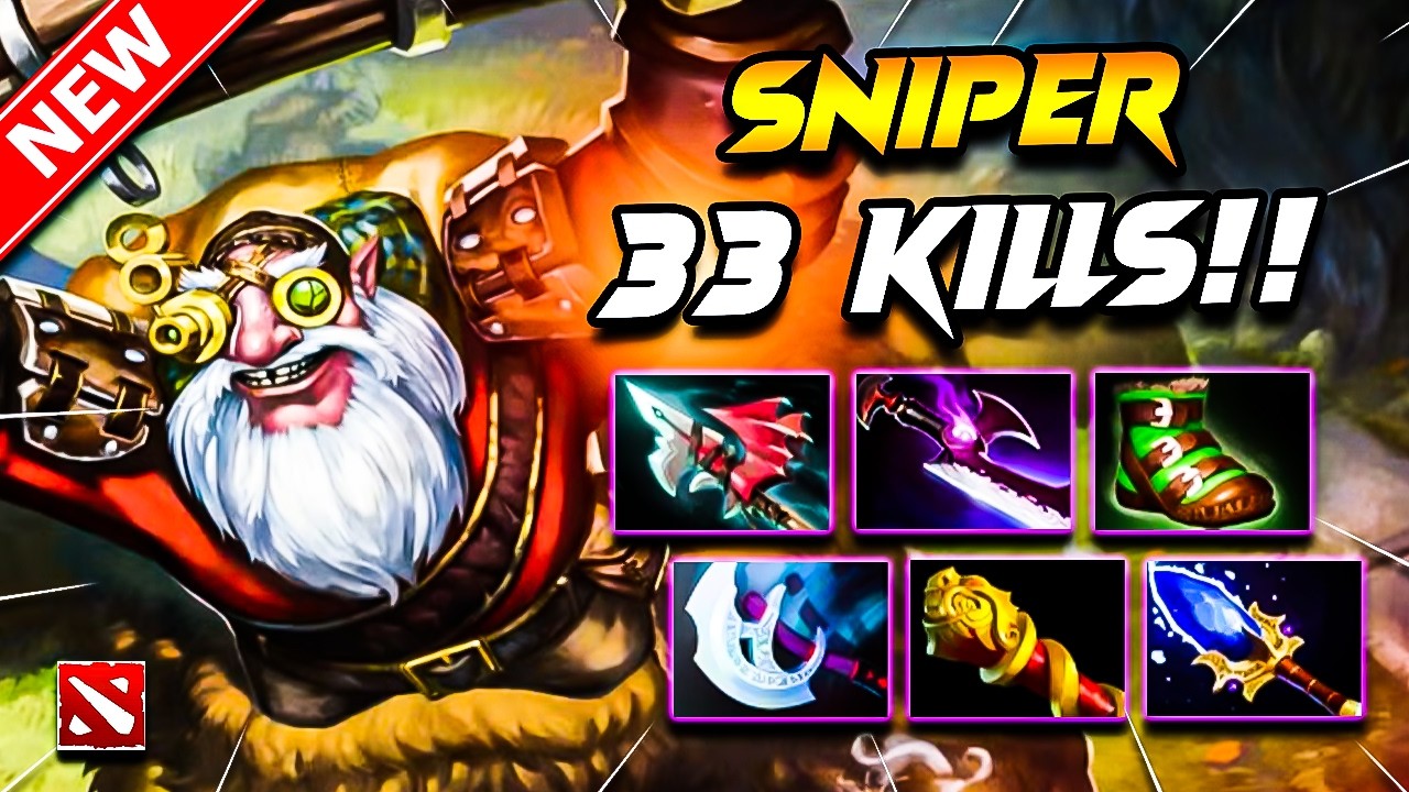 DOTA 2 (33 Kills!!) SNIPER Gameplay | Dota 2 SNIPER Gameplay | Sniper Carry Build Pro Gameplay 7.40
