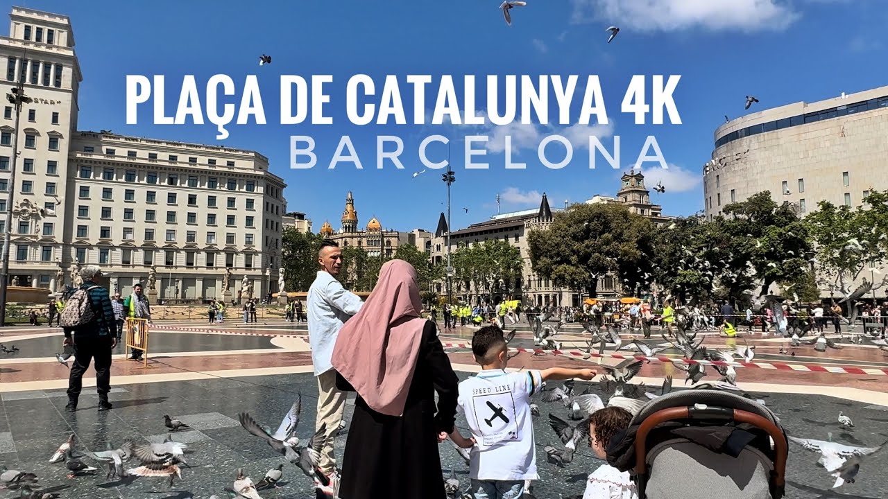 Plaça de Catalunya 4K Walking Tour