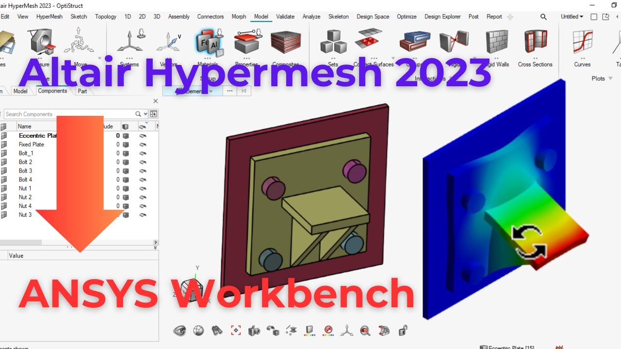 Altair Hypermesh 2023 to ANSYS Workbench - Tutorial - Simple Method