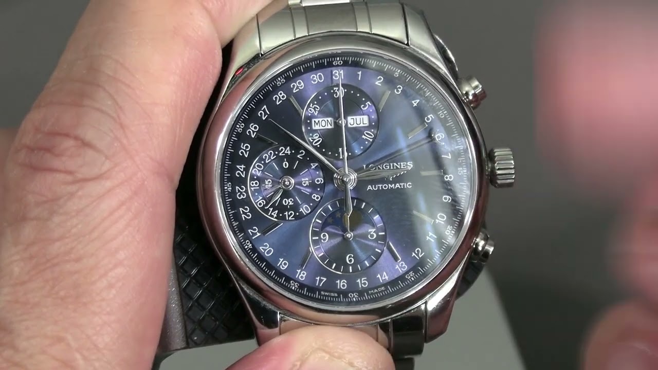Setting the time and date on the Longines Moonphase Calendar Chronograph