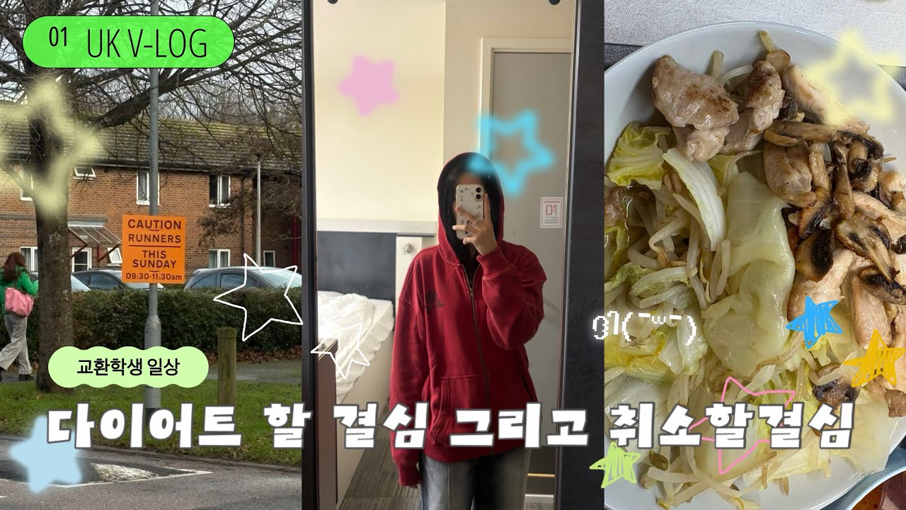 [영국 교환학생 브이로그] 다이어트시작과동시에 취소 | 영국일상 | 요리 | 홀리스터 하울 