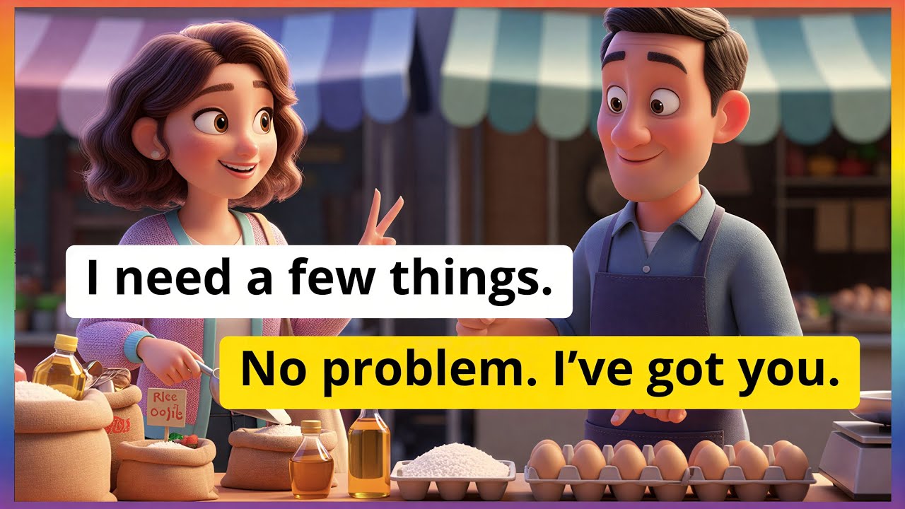 10 Easy English Conversations at Local Markets | Real Life Dialogues (A1–A2)