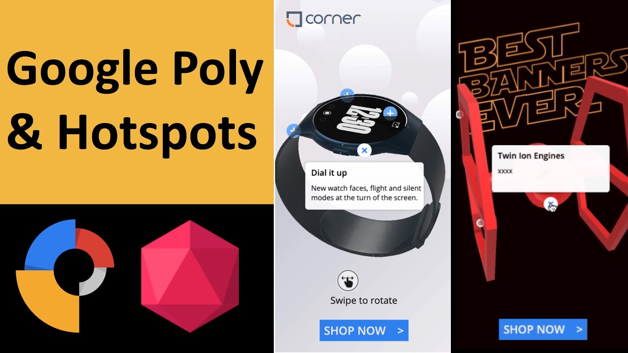 How to add hotspots in Google Poly Pro and editing in Google Web designer #bestbannersever