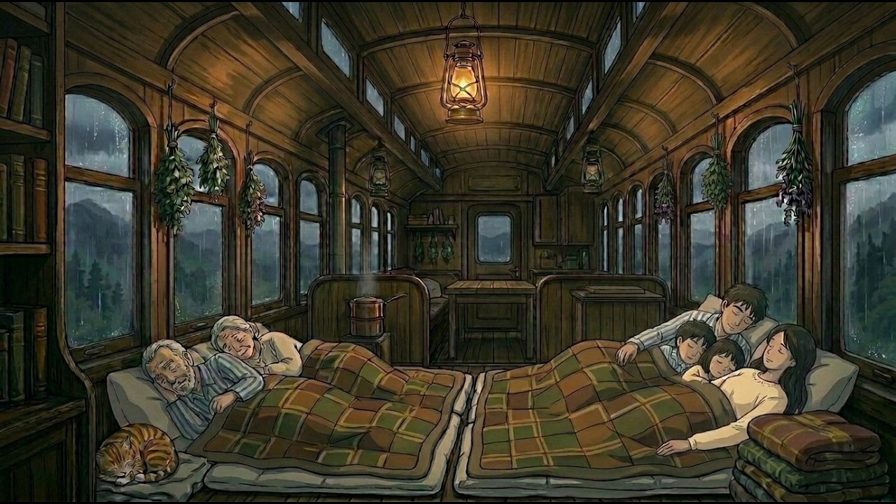 Rainy Night in Our Little House on the Cliff - A Warm Family Story | Ghibli ASMR
