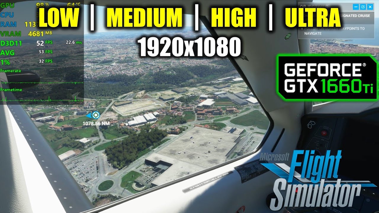 GTX 1660 Ti | Microsoft Flight Simulator 2020 - 1080p - Низкие, Средние, Высокие, Ультра