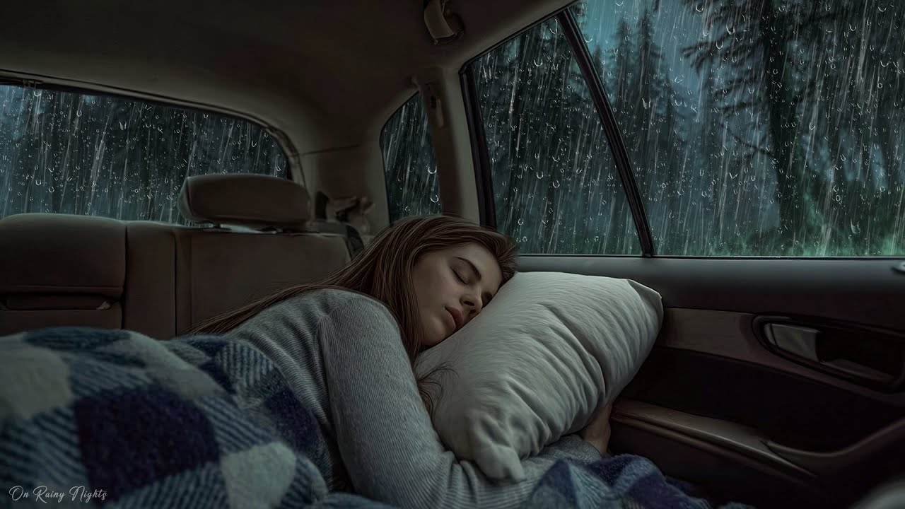 Adormeça em 5 Minutos 🌧 Som de Chuva no Carro e Trovão para Dormir e Relaxar Profundamente a Noite