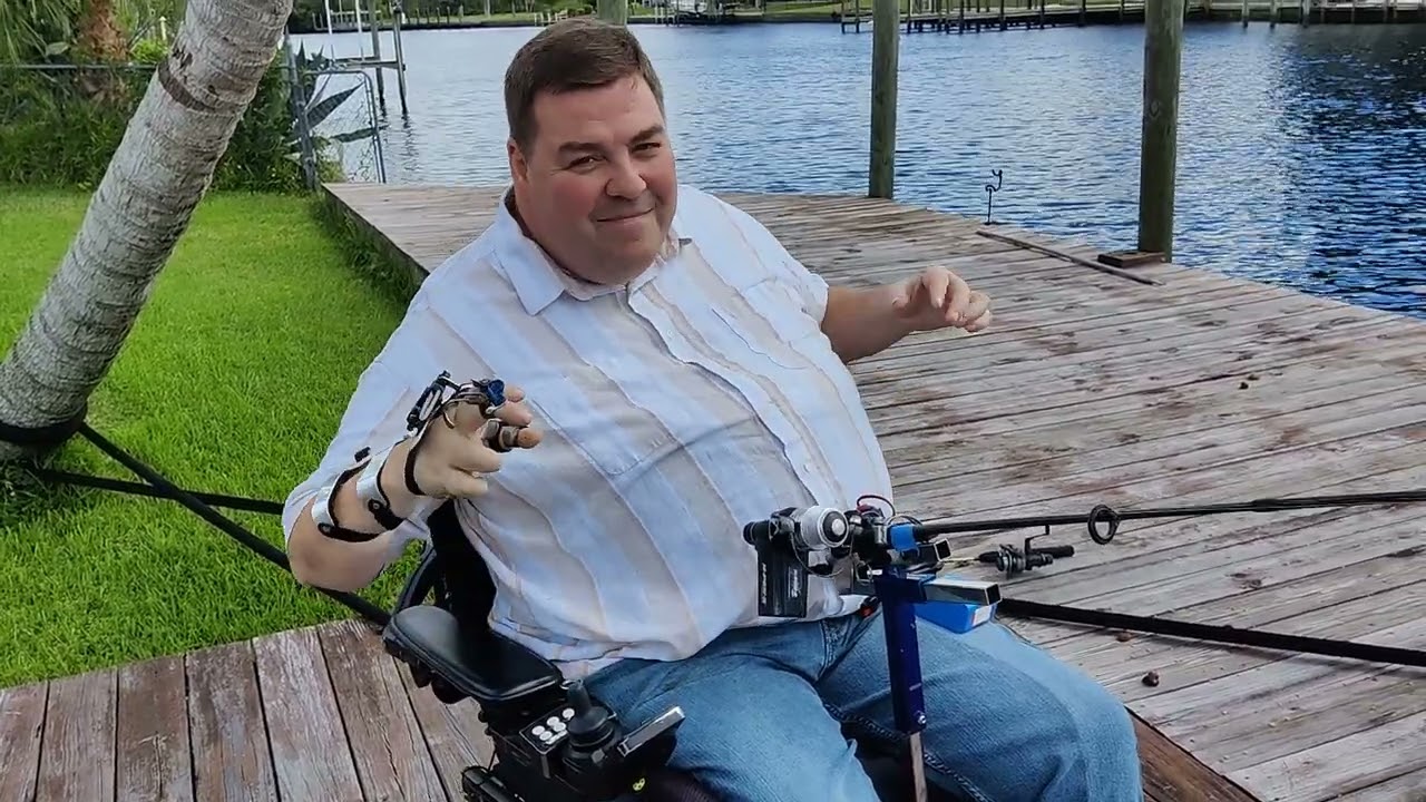 Hands-on Adjustable, Hinged Fishing Rod Holder for Wheelchair Seat