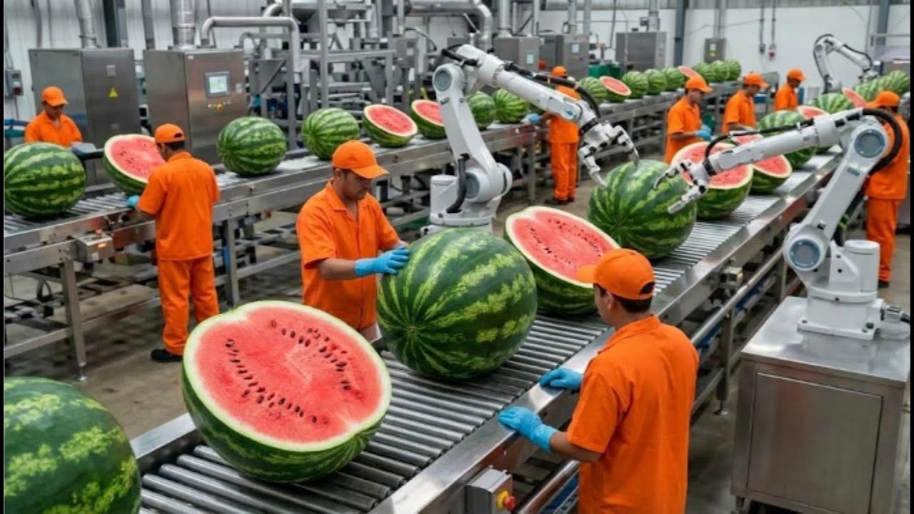 Inside a Modern Watermelon Factory &ndash; From Fresh Melons to Delicious Desserts (Full Process)