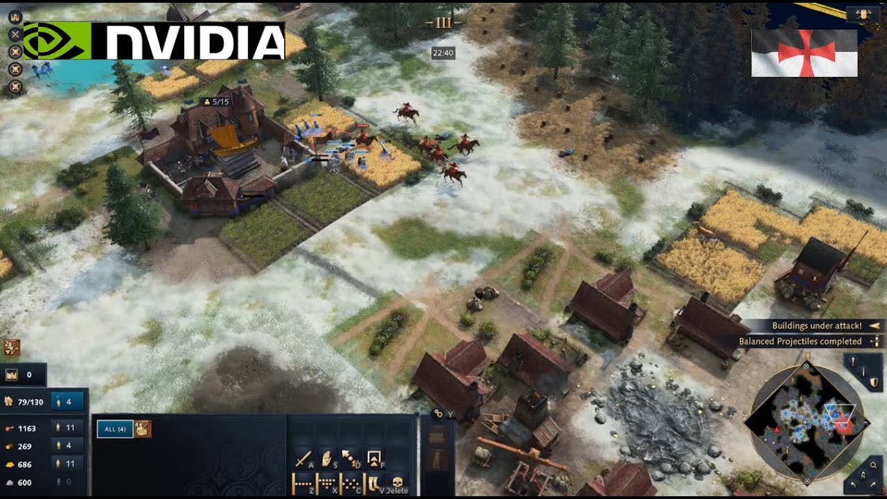 Age of Empires 4 - 1v1 Knights templar vs English Fast Win | Multiplayer Gameplay