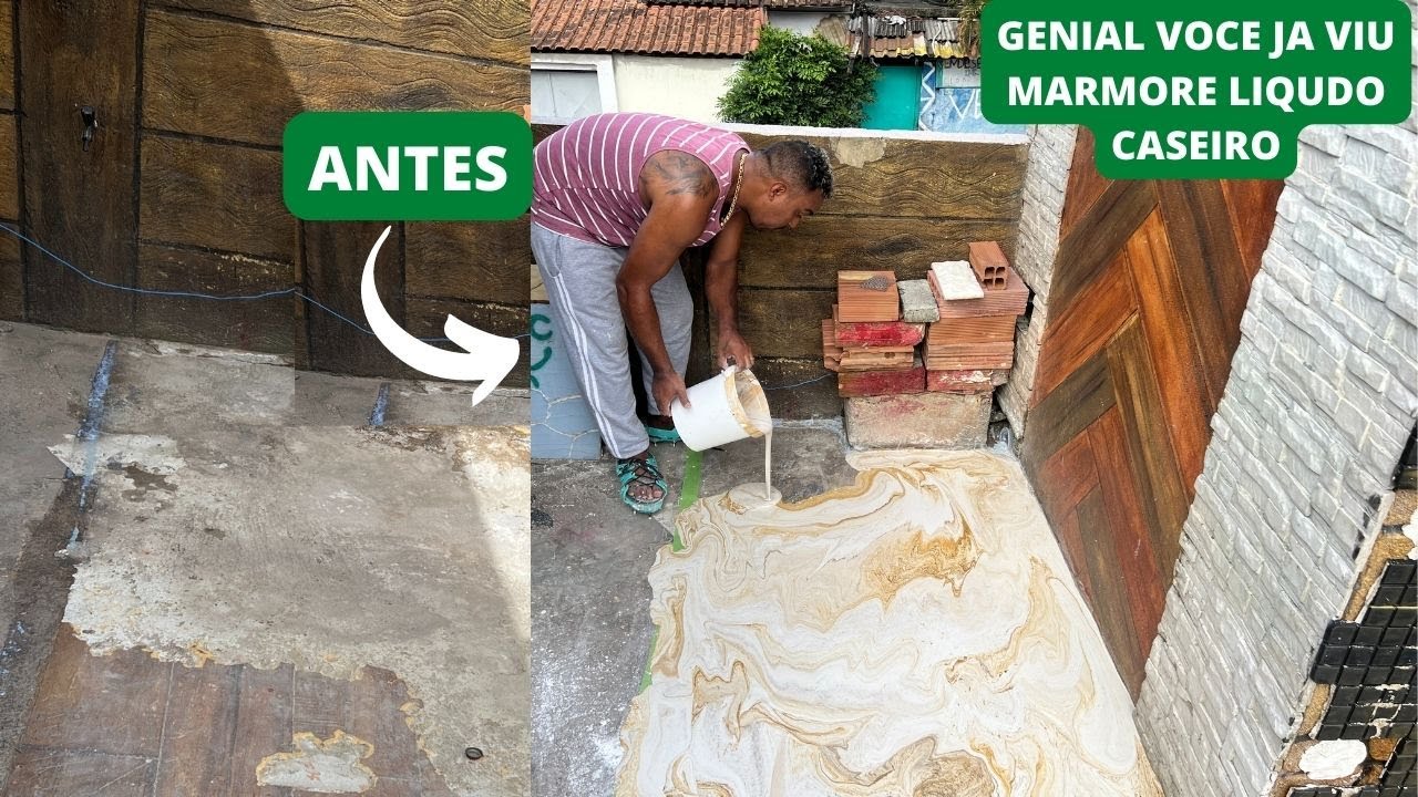 VEJA Q IDEIA BRILHANTE COM CIMENTO VOCE JA VIU ISSO MARMORE LIQUID VAI VIRA FEBRE PISO FEIO JA MAIS