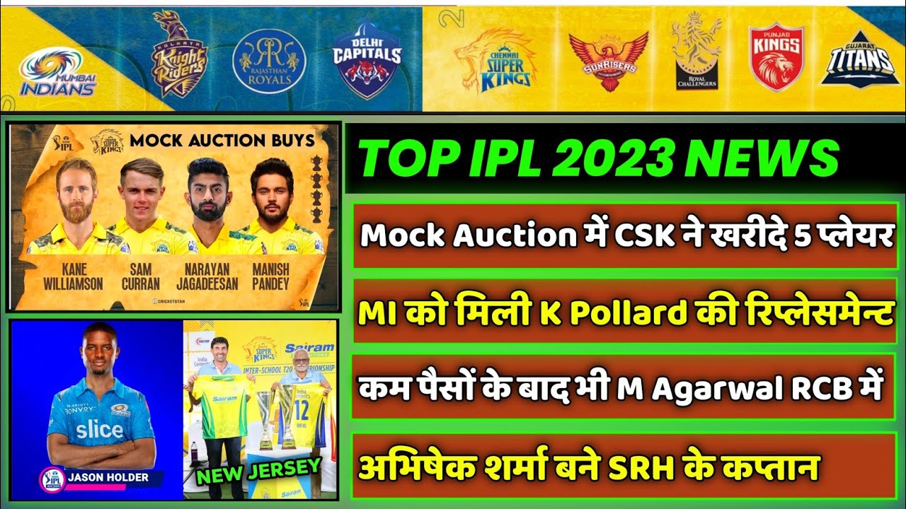 IPL 2023 - 10 Big News for IPL on 21 Dec (CSK New Jersey, Abhishek Sharma New Cap, RCB, MI, Auction)