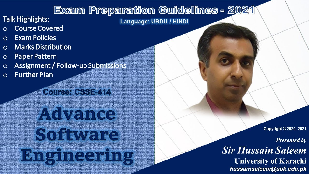 CSSE414 | Exam Preparation Guide | Advance Software Engineering | Sir Hussain Saleem