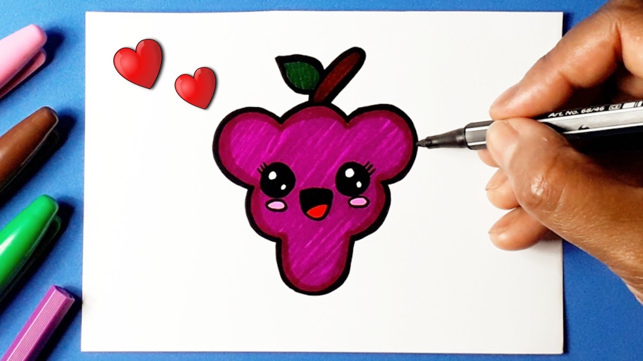 Como desenhar Uva fofa Kawaii | Desenho para desenhar - Drawing to Draw