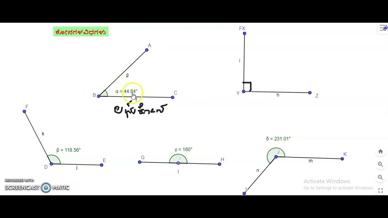 ಕೋನಗಳ ವಿಧಗಳು