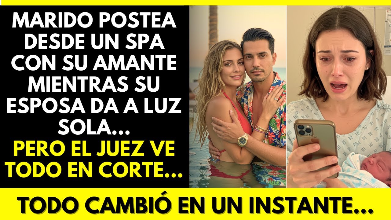 MARIDO POSTEA DESDE UN SPA CON SU AMANTE MIENTRAS SU ESPOSA DA A LUZ SOLA... PERO EL JUEZ ...