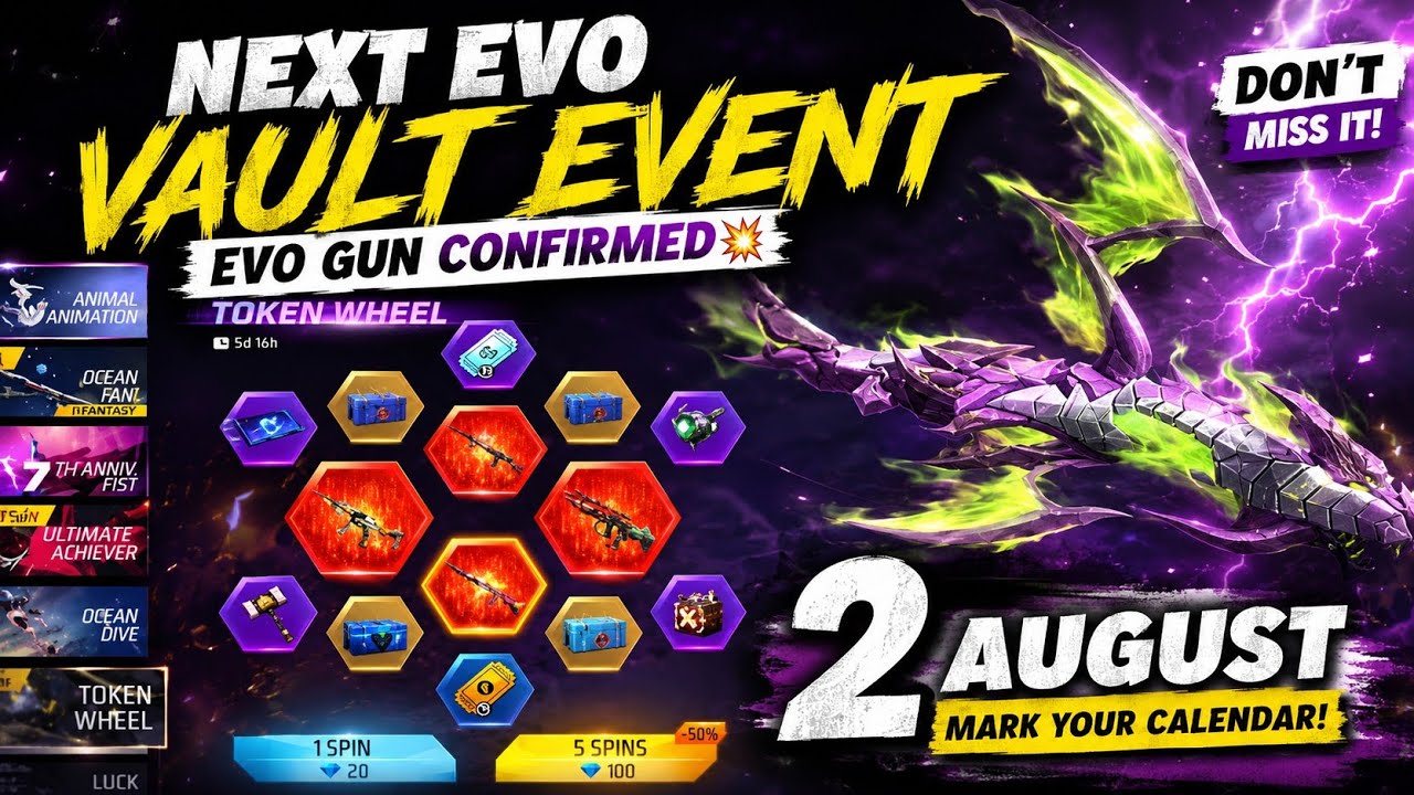 NEXT EVO VAULT IN FREE FIRE | 2 AUGUST EVO VAULT | FF NEW EVENT