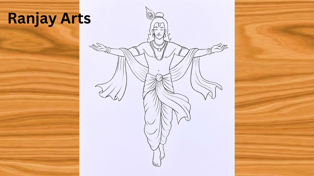 How to draw Lord Krishna full body very easy step by step for beginners