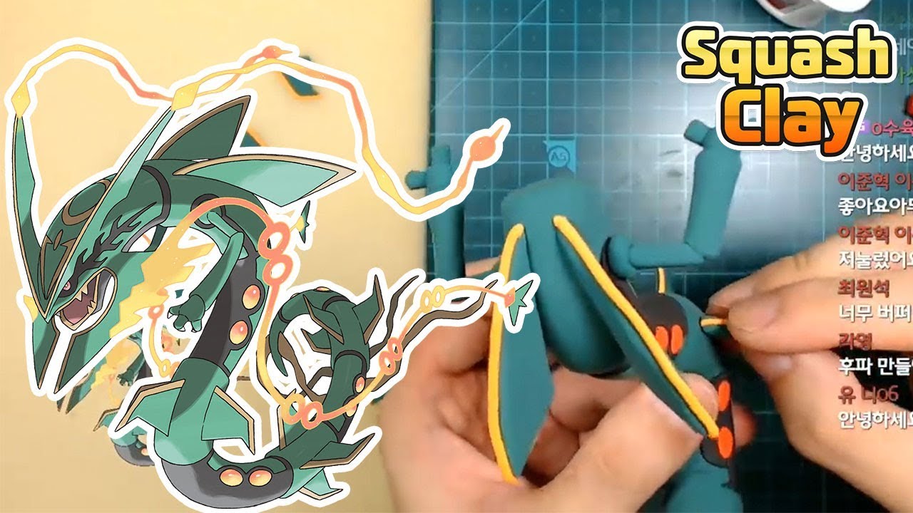 Pokémon Clay art - Mega Rayquaza Dragon/Flying Legendary Pokémon