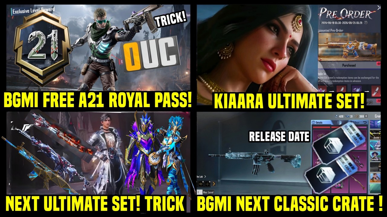 BGMI FREE A21 ROYAL PASS PURCHASE / BGMI KIARAA ULTIMATE SET PRE ORDER / BGMI NEXT CLASSIC CRATE M4?